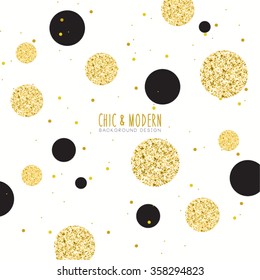 Modern Chic Gold Black Polka Dot Background Vector Design