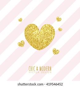 Modern Chic Gold Heart Shape Vector Design