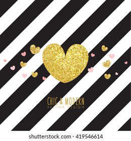 Modern Chic Gold Heart Shape Vector Design