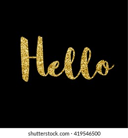 Modern Chic Gold Hello Typography Vector Design