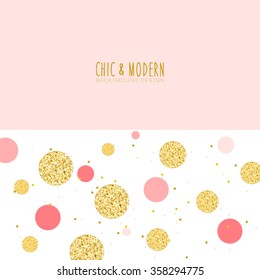 Modern Chic Gold Pink Polka Dot Background Vector Design