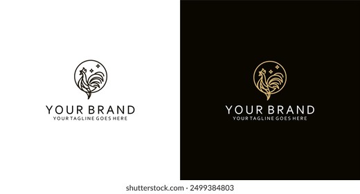 Ein modernes Hähnchen-Logo mit einer Monoline-Visualisierung, die den Eindruck von Einfachheit, Einfachheit und Eleganz vermittelt
