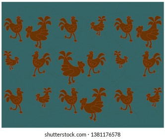 modern chicken motif batik background. vector