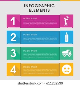 Modern child infographic template. infographic design with child icons includes baby bottle, toy car. can be used for presentation, diagram, annual report, web design. 