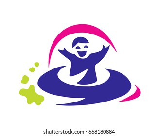 Modern Children Education Logo - Creative Kids Space Ship And Speech Bubble Symbol