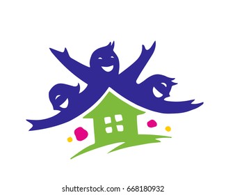 Modern Children Education Logo - Creative Learning Family Education Symbol