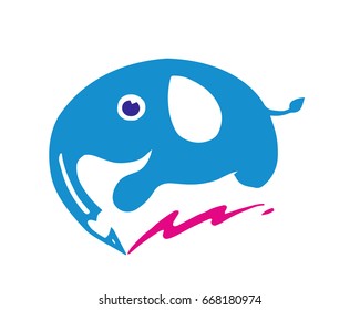 Modern Children Education Logo - Creative Intelligent Elephant Symbol