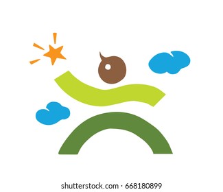Modern Children Education Logo - Reach For The Star Kids Education Symbol