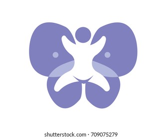Modern Children Logo - Butterfly Shape Kids Developent Center
