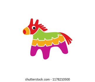 Modern Children Pinata Party Logo Illustration In Isolated White Background