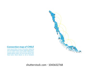 Modern of chile Map connections network design, Best Internet Concept of chile map business from concepts series, map point and line composition. Infographic map. Vector Illustration.