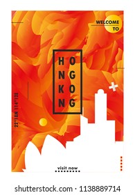 Modern China Hong Kong skyline abstract gradient poster art. Travel guide cover city vector illustration
