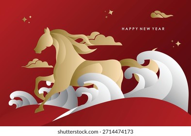Modern chinese new year vector background with horse, year horse