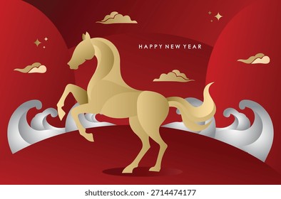 Fondo moderno del Vector del año nuevo chino con el caballo, caballo del año