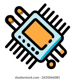 Modern chip executes computations isolated white background design