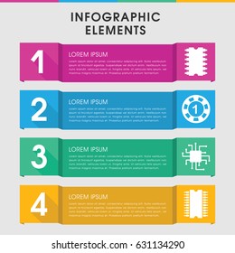 Modern chip infographic template. infographic design with chip icons includes 1 casino chip, cpu. can be used for presentation, diagram, annual report, web design.