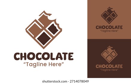 Um logotipo moderno da marca de chocolate projetado para chocolates artesanais, produtos de cacau premium e embalagens gourmet.