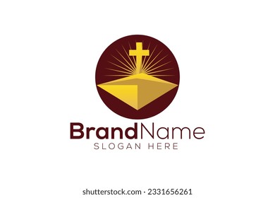 Modern Christian gold logo design vector template