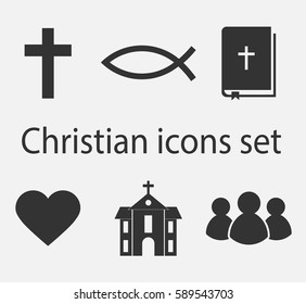 Modern christian icons set. Christian sign and symbol collection. Vector illustration.