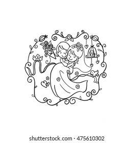 Modern Christian Wedding Couple Doodle Illustration