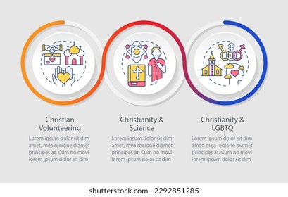 Moderne Christentum-Schleife Infografik Vorlage. Religion. Visualisierung von Daten in 3 Schritten. Bearbeitbare Timeline-Info-Diagramm. Workflow-Layout mit Zeilensymbole. Myriad Pro-Regular-Schriftart verwendet