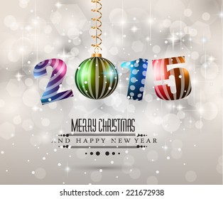 Modern Christmas Background with abstract geometric shapes for your 2015 Merry Christmas and Happy New Year Flyers, covers, posters and pages.