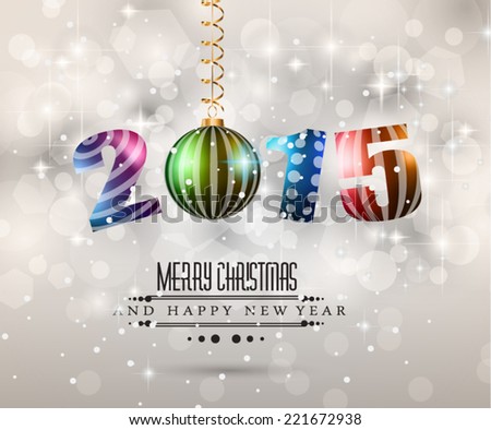 Modern Christmas Background with abstract geometric shapes for your 2015 Merry Christmas and Happy New Year Flyers, covers, posters and pages.