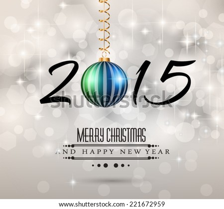 Modern Christmas Background with abstract geometric shapes for your 2015 Merry Christmas and Happy New Year Flyers, covers, posters and pages.