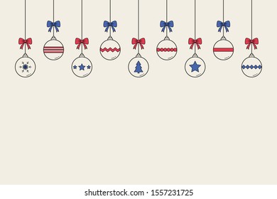 Modern Christmas balls on white background. Xmas decoration. Vector