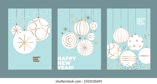 Modern Christmas baubles. Festive middle century atomic vibes design element for web banners, posters, cards, wallpapers, backdrops, panels.