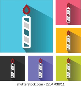 Modern Christmas candle icon, christmas icons gift, Lit candle, candlestick, wax Candle logo, Candle vector icons set
