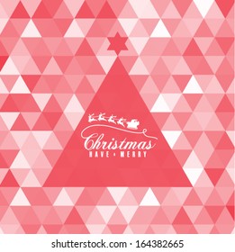 Modern Christmas Card - with coral triangle pattern background