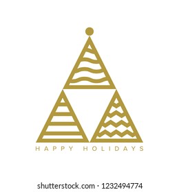 Modern Christmas Card. Minimalist Christmas Tree. Vector Illustration. EPS10 with layers.