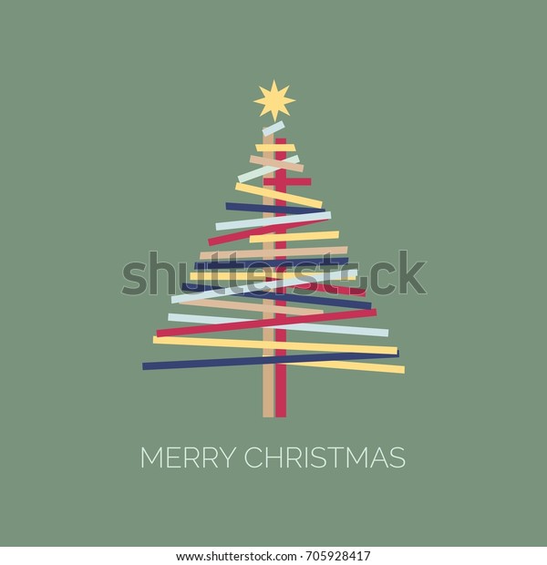 Modern Christmas Card Christmas Tree On Stock Vector (Royalty Free ...
