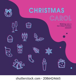 Modern christmas carol and wish design with vector decorations