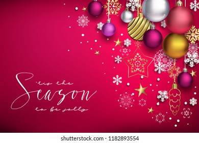 Modern Christmas composition with red background