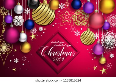 Modern Christmas composition with red background