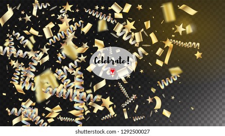 Modern Christmas Confetti Isolated Invitation Layout. Cool Glamour Christmas, New Year, Birthday Party Holiday Pattern. Horizontal Lights Particles Background. Christmas Confetti Isolated