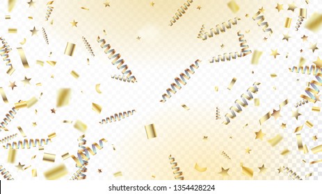 Modern Christmas Confetti Isolated Invitation Layout. Cool Premium Christmas, New Year, Birthday Party Holiday Scatter. Horizontal Magic Glitter Background. Christmas Confetti Isolated