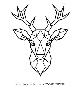 modern Christmas deer head vector featuring an abstract geometric pattern. perfect for holiday decorations, prints, and digital designs. ideal for festive and minimalist seasonal artwork.