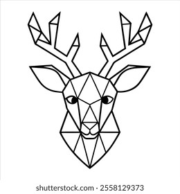 modern Christmas deer head vector featuring an abstract geometric pattern. perfect for holiday decorations, prints, and digital designs. ideal for festive and minimalist seasonal artwork.