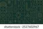 Modern Christmas geometric background with simple line elements. Creative abstract Xmas design. Vector illustration