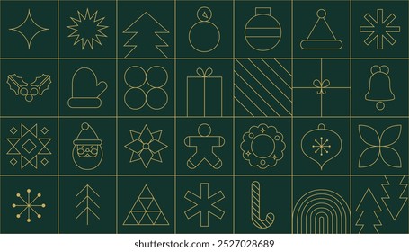 Fondo geométrico de Navidades modernas con Elementos de línea simples. Diseño abstracto creativo de la Navidad. Ilustración vectorial