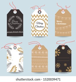 Modern Christmas gift tags and cards . Vector illustration