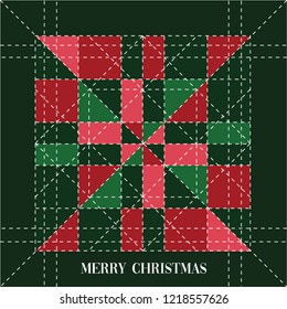 Modern Christmas greeting card design. Simple and creative tartan vector illustration. Geometric art. Festive wallpaper.