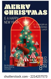 modern christmas invitation card design template vector, illustration