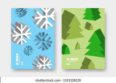 Modern Christmas poster design with geometric shapes. Minimal cover template. Vector illustration.