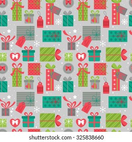 Modern Christmas seamless pattern background with gift boxes. Christmas sale concept. Vector illustration