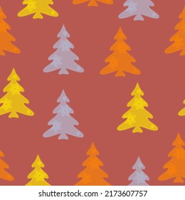 Modern Christmas Seamless Vector patterns, cute christmas trees, christmas gifts pattern A lot of fir-trees. Decorative wallpaper, good for printing. Happy New Year. Winter time