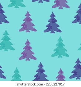 Modern Christmas Seamless Vector patterns, cute christmas trees, christmas gifts pattern A lot of fir-trees. Decorative wallpaper, good for printing. Happy New Year. Winter time